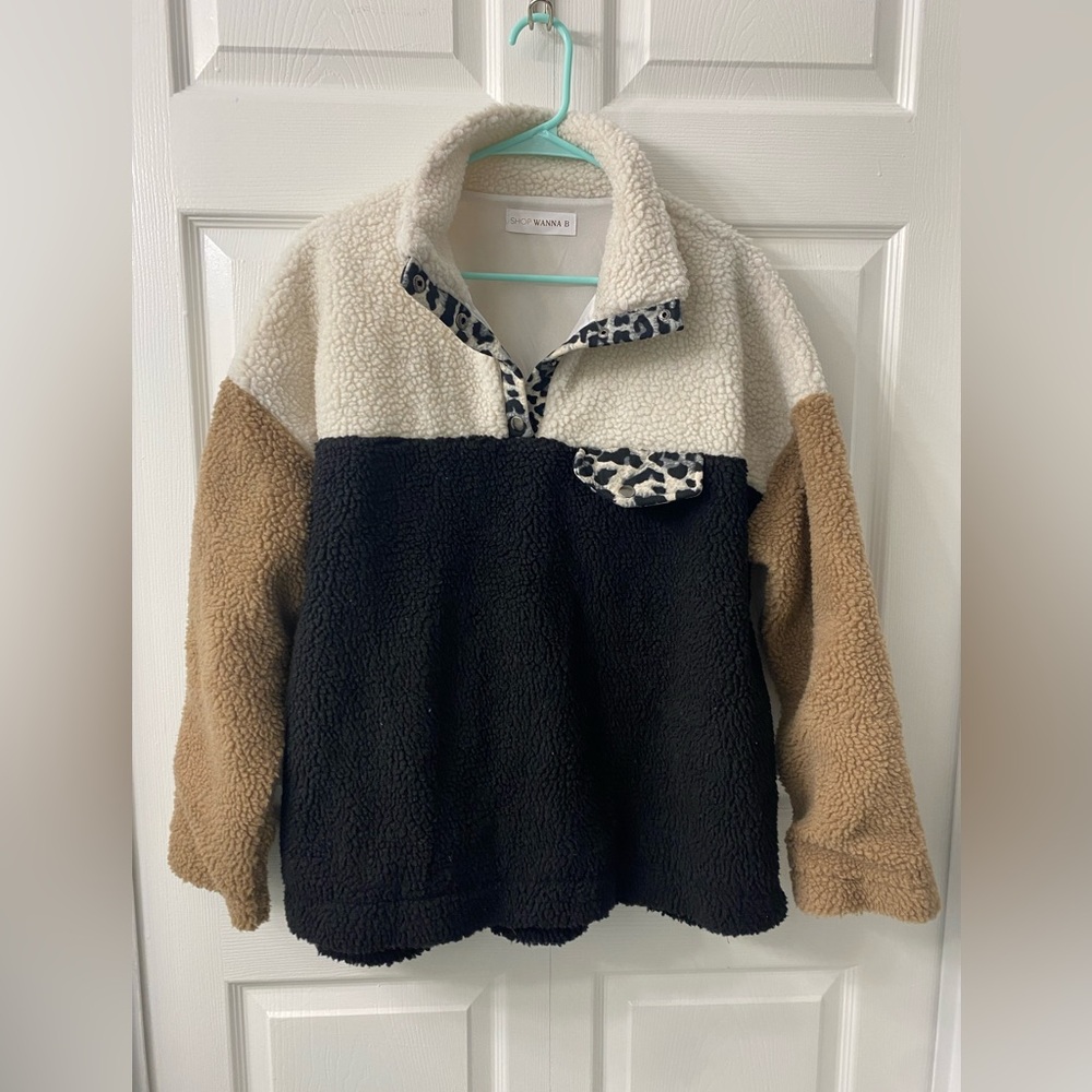 Tri colored Sherpa Pullover